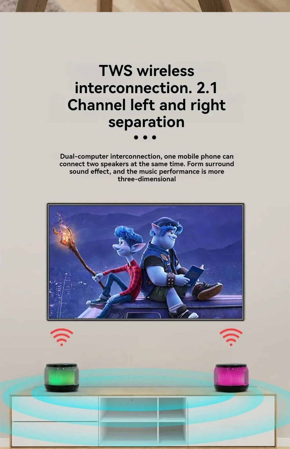 Mini Compact TWS Wireless Bluetooth 360° Speaker Soundbar with LED Lights for Travel Outdoor Activity And Home Use