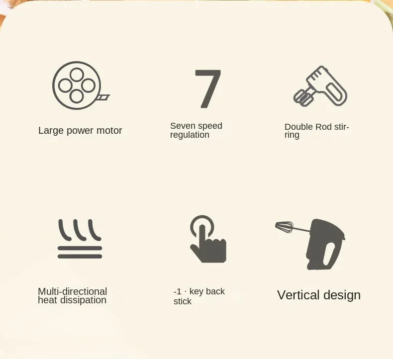 Handheld electric egg beater Blender household automatic mixer egg white and cream beater mini 7-speed Frother for milk Coffee