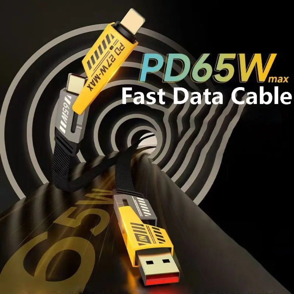 Four-in-one Fast Data Cable Multi-function Fast Charging Mecha Data Cable USB Type C PD Dual Type-C Extension Cable