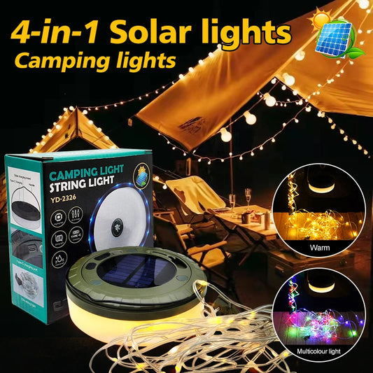 Outdoor Camping Light 10meter String Light Outdoor Tent Light RGB Atmosphere Light LED Flashlight with Hook ﻿