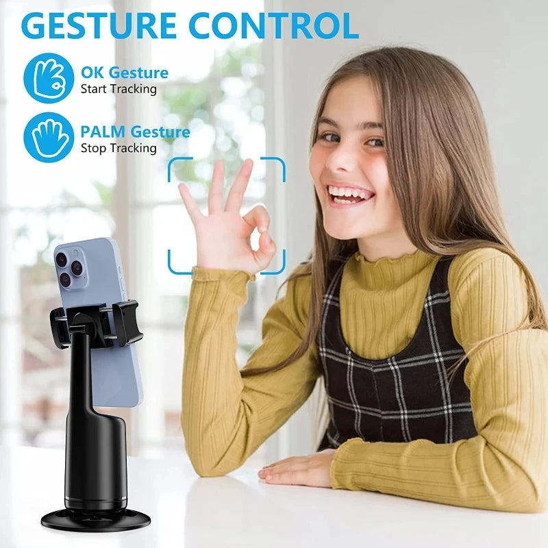360 Rotation Gimbal Stabilizer AI Following Face Tracking Desktop Gimbal PTZ For Tiktok Smartphone Live