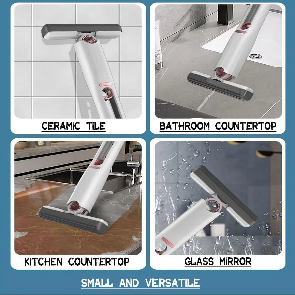 Portable Lazy Absorbent Sponge Mop with Replaceable Sponge Head Foldable Home Cleaning Mop Desktop Window Car Cleaning Tool