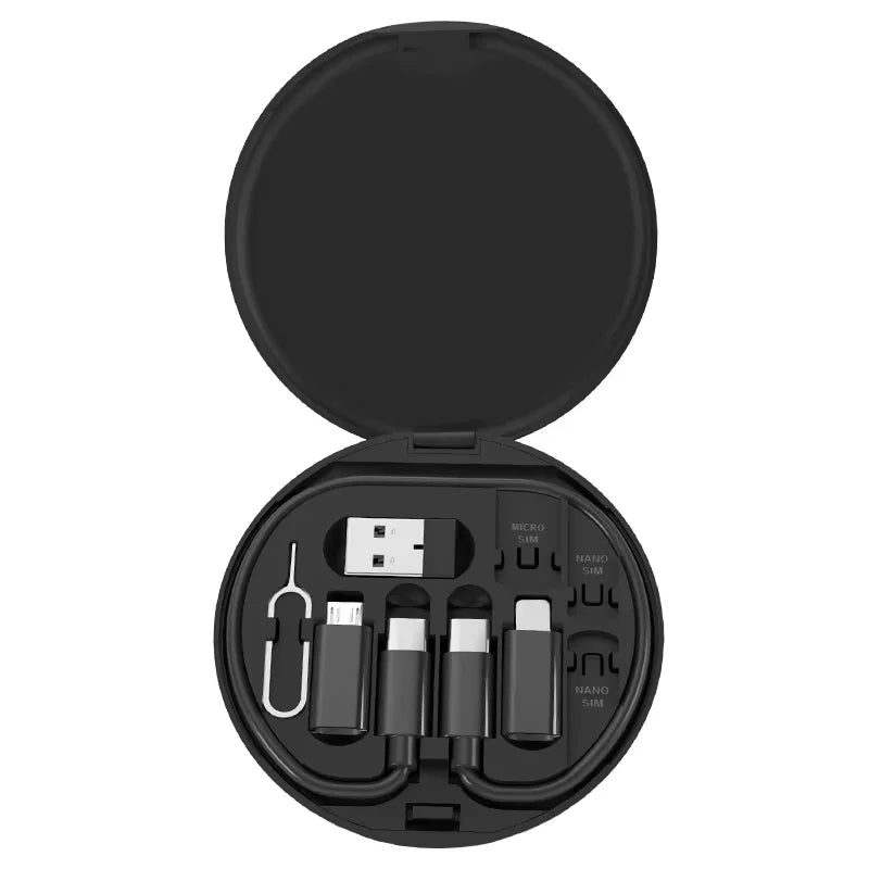 Multifunctional Data Cable Storage Box,USB C to Micro/Lighting Fast Charging Mobile Phone Holder Cable Set Multi Conversion Head