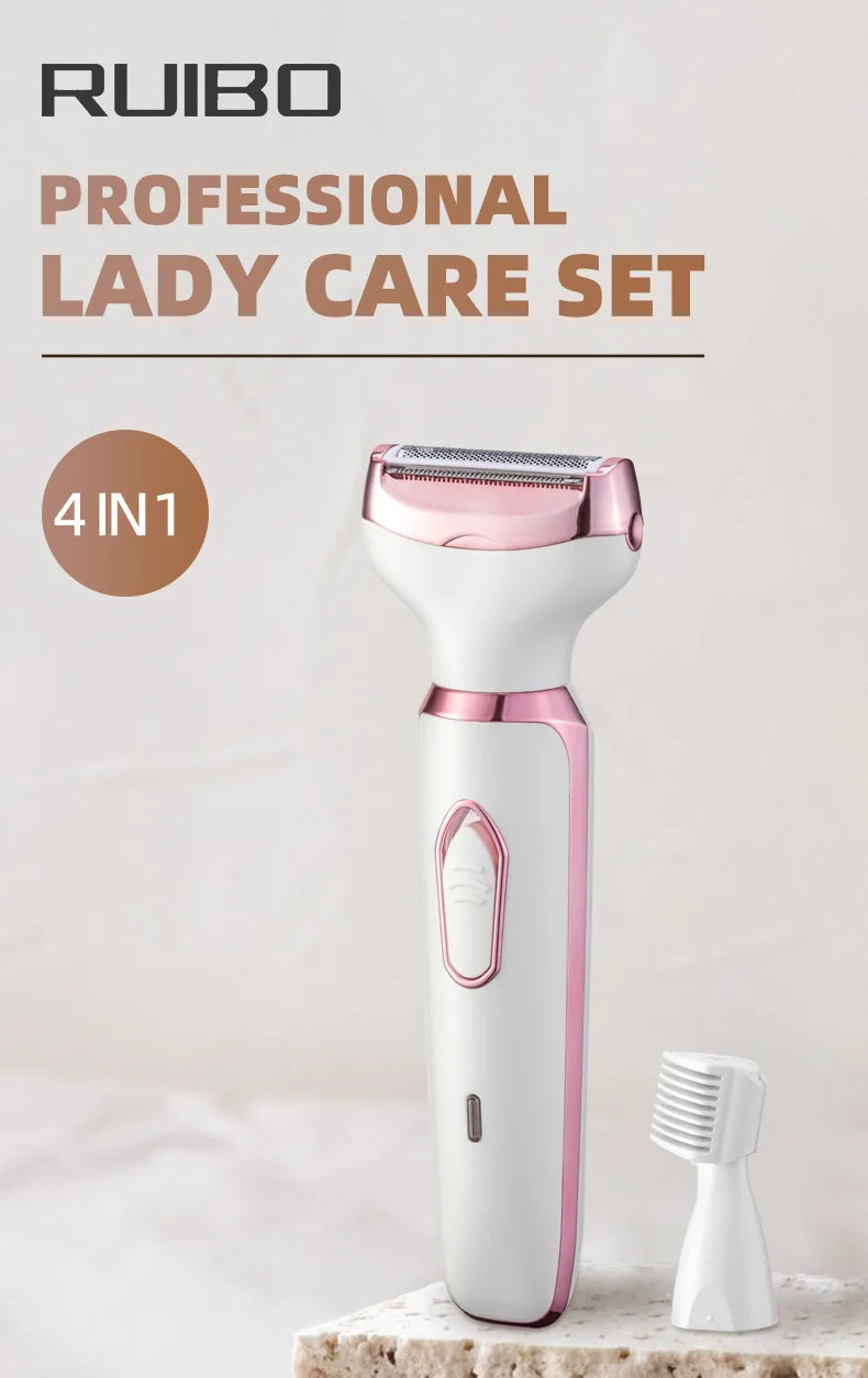 4 in 1 Electric Lady Shaver Body Hair Removal Epilator Painless Cordless Trimmer Razor Gifts for Women Home Appliances