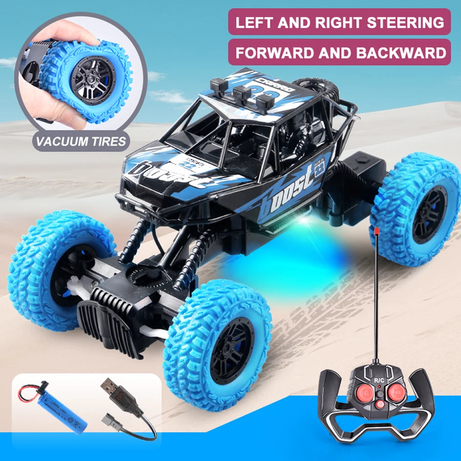 New Remote Control Car With Colorful Flashing Lights, Rubber Wheels, Off-road Toy Car Suitable For Christmas Children's Gifts