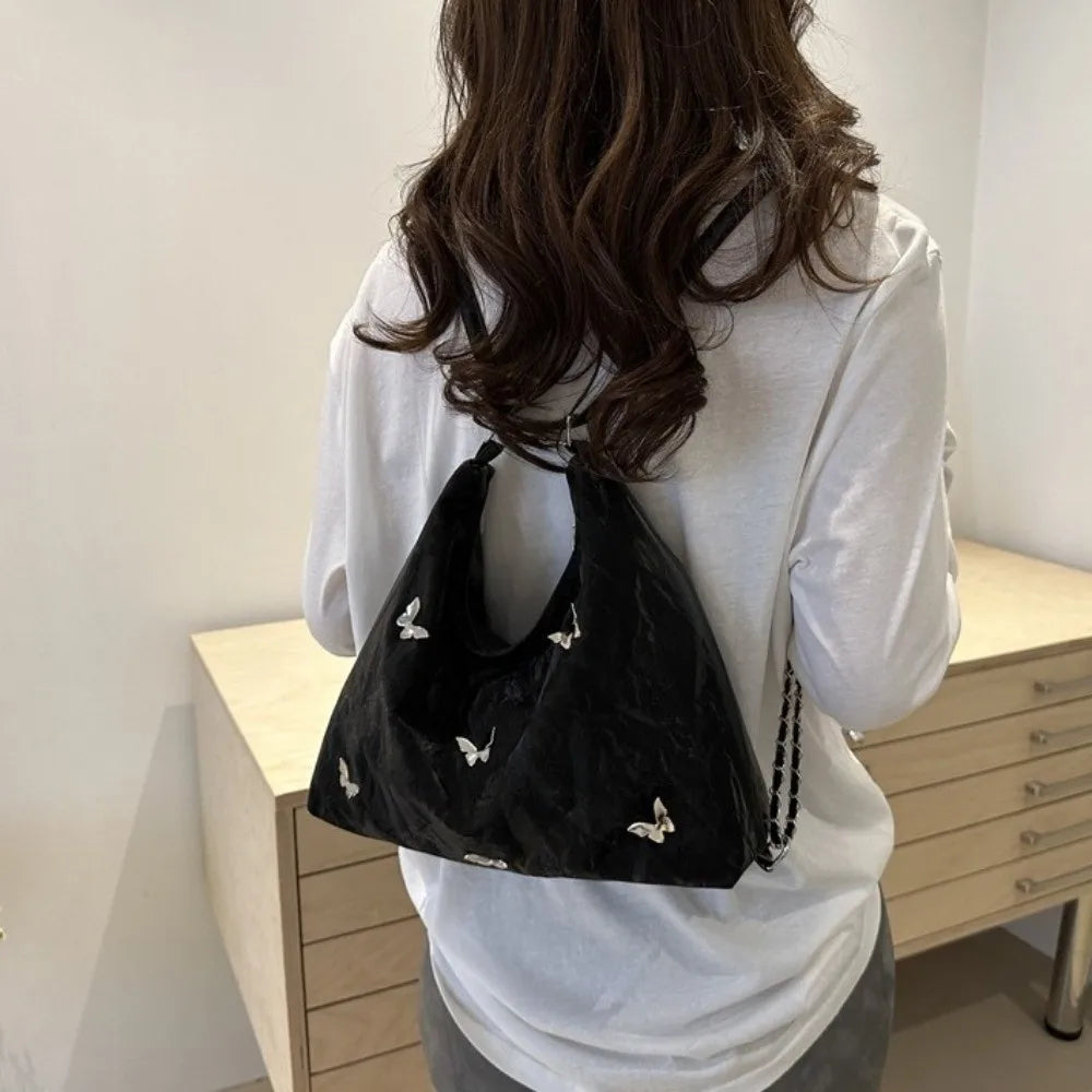 Simple Multifunctional Butterfly Shoulder Bag Y2K Mommy Bag Large Capacity Handbag Underarm Bag Storage Bag PU Backpack Students