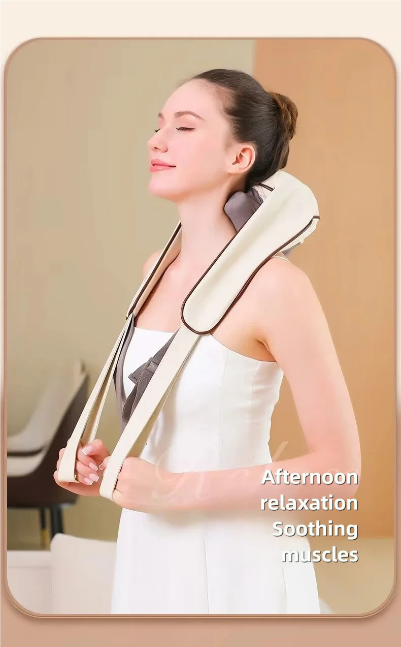Wireless neck massager with hot compress function for pain relief deep tissue massage neck shoulder relaxation massage shawl