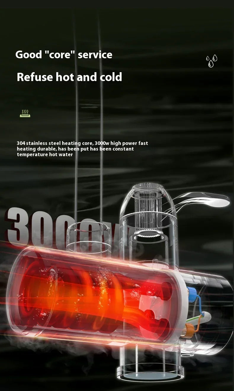 Bathrooms Shower Faucet with Sensor Electric Hot Flowing Kitchen Tap Water Heater Heating Tankless Portable for Kitchen Bathroom