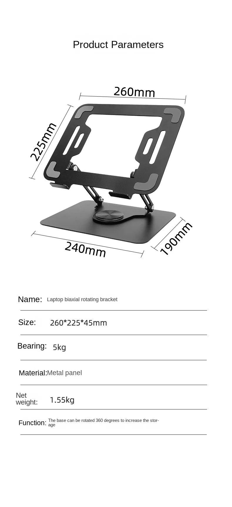 360 Degree Rotatable Carbon Steel Laptop Folding Portable Stand Tablet Desktop Lift Heightening Heat Dissipation Portable Stand