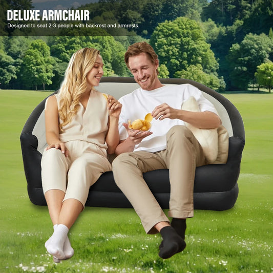 Twin Size Outdoor Inflatable Sofa with Air Pump Blow Up Couch Inflatable Lounging Sofa for Indoor Outdoor Home Living Room