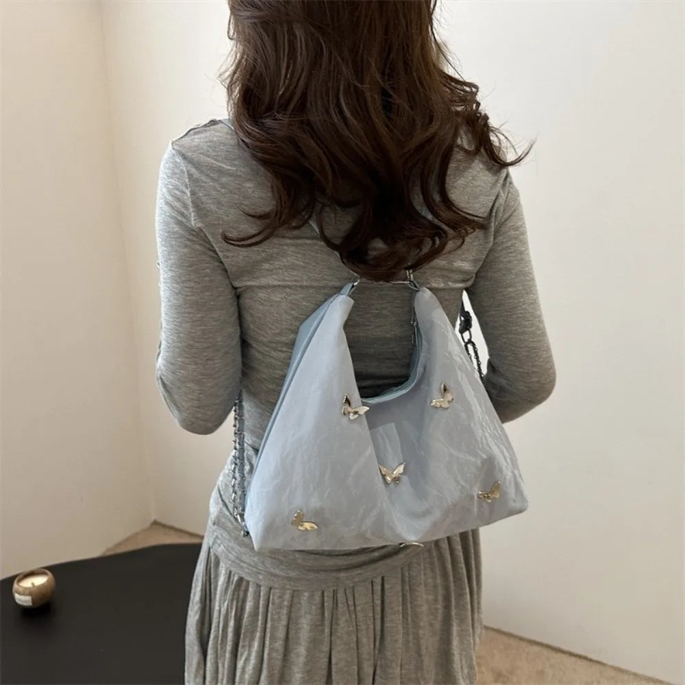 Simple Multifunctional Butterfly Shoulder Bag Y2K Mommy Bag Large Capacity Handbag Underarm Bag Storage Bag PU Backpack Students