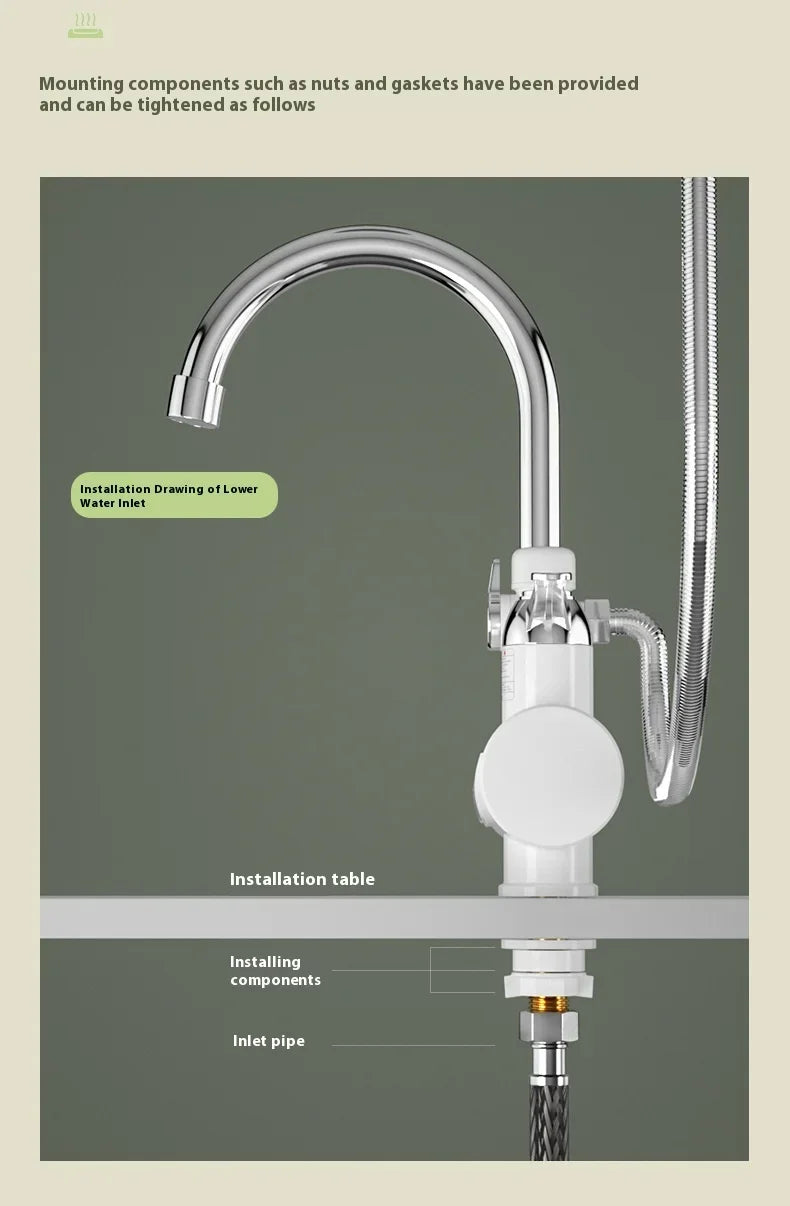 Bathrooms Shower Faucet with Sensor Electric Hot Flowing Kitchen Tap Water Heater Heating Tankless Portable for Kitchen Bathroom