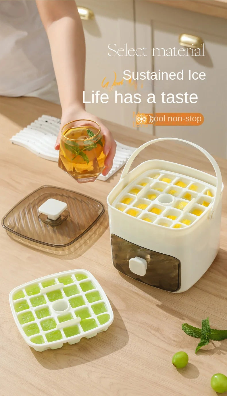 1PC ice making box press type ice mold easy to demold large capacity ice bucket camping home multifunctional ice maker