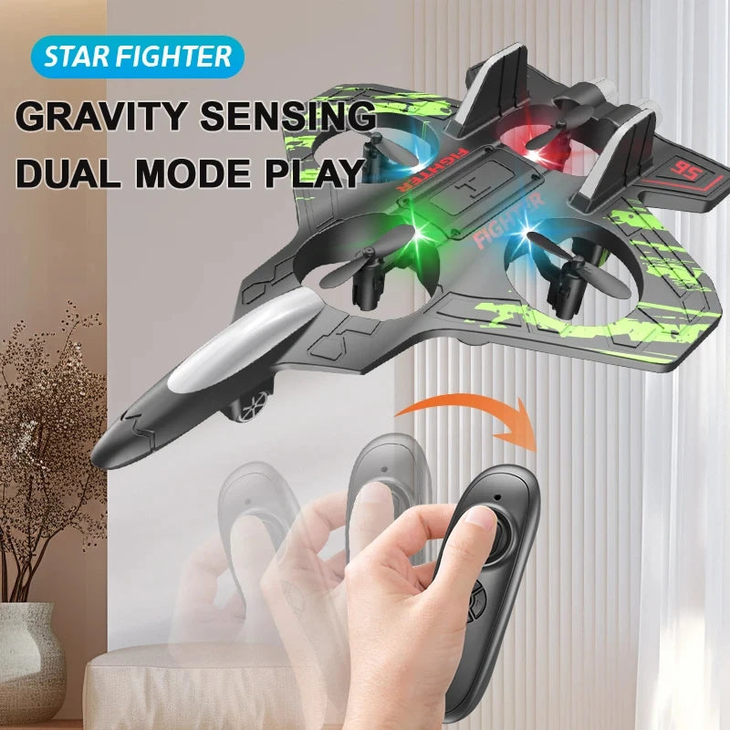 2.4G remote control fighter electric foam glider stunt tumbling UAV hovering helicopter with LED colorful lights aircraft model