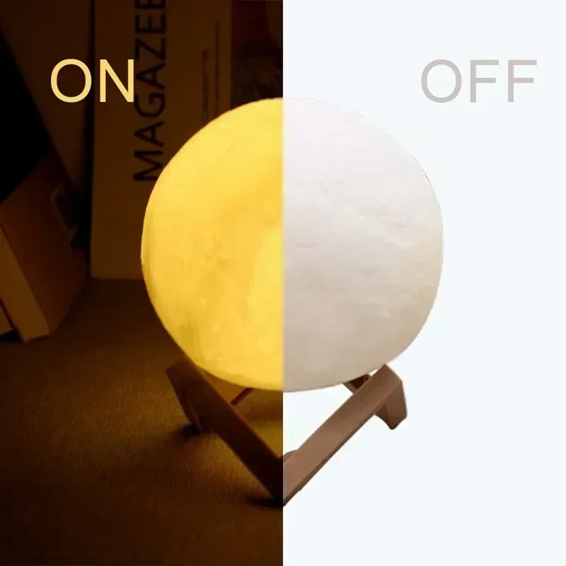 8cm Moon Lamp - LED Night Light with Stand, Battery Powered Starry Sky Projector, Bedroom Decor Gift for Kids/Adults