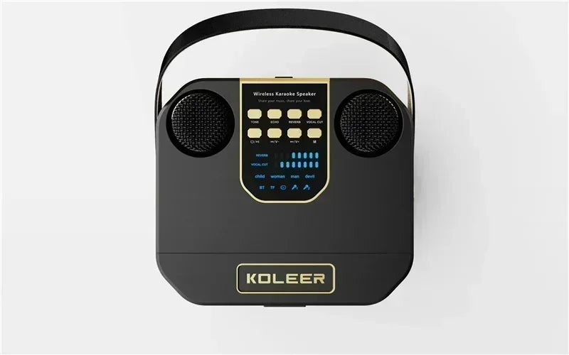 High Power Karaoke Bluetooth Speaker Portable 360 Stereo Surround Wireless Subwoofer with 2 Microphone Boombox Child Home Gift