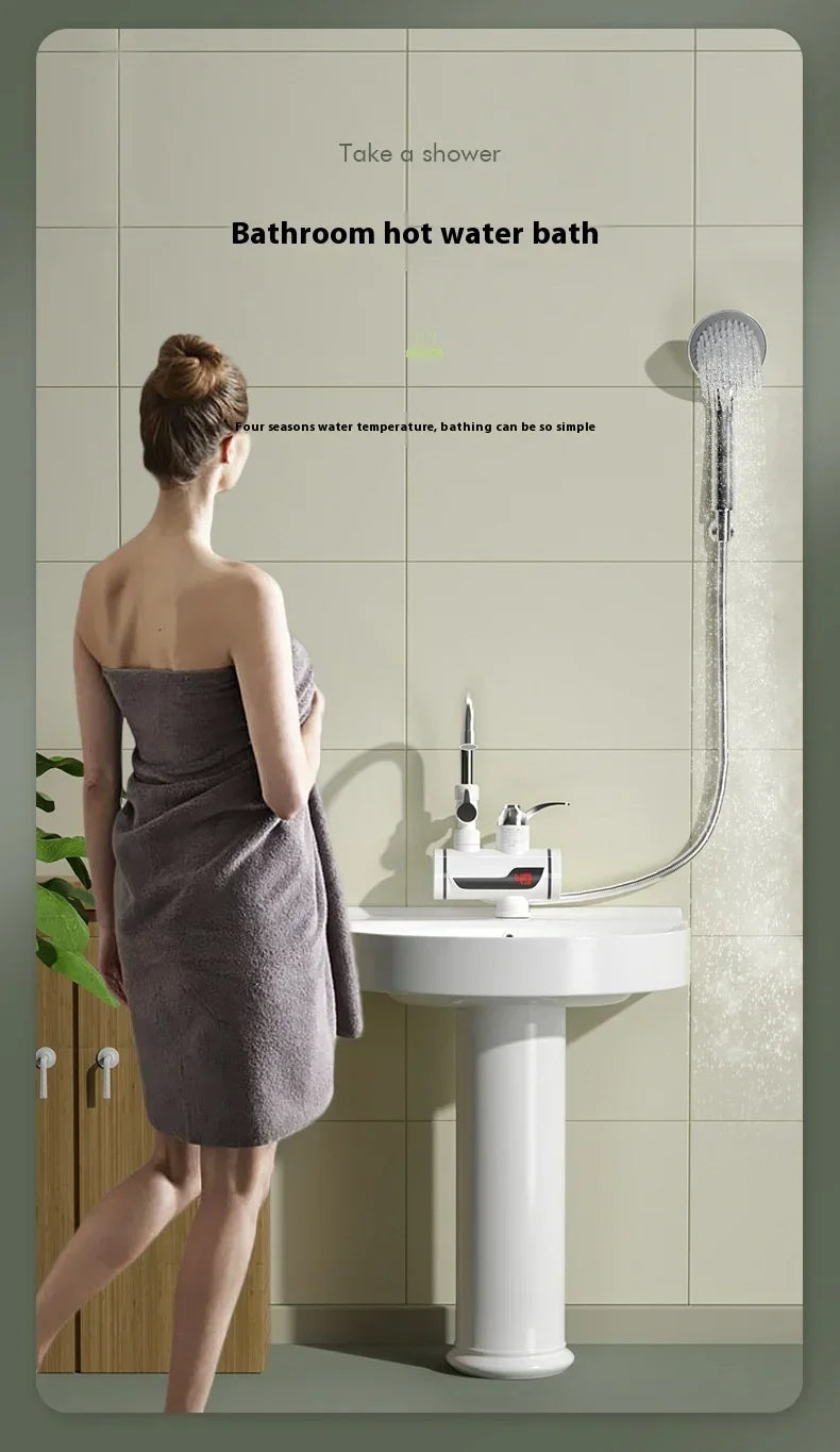 Bathrooms Shower Faucet with Sensor Electric Hot Flowing Kitchen Tap Water Heater Heating Tankless Portable for Kitchen Bathroom