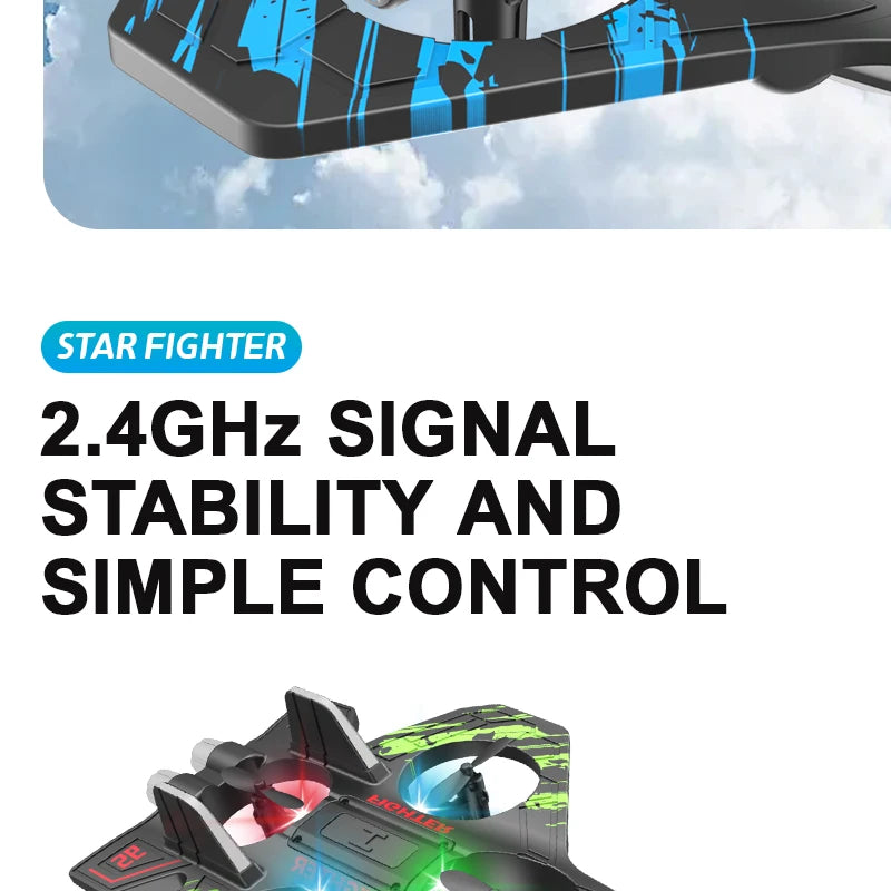 2.4G remote control fighter electric foam glider stunt tumbling UAV hovering helicopter with LED colorful lights aircraft model