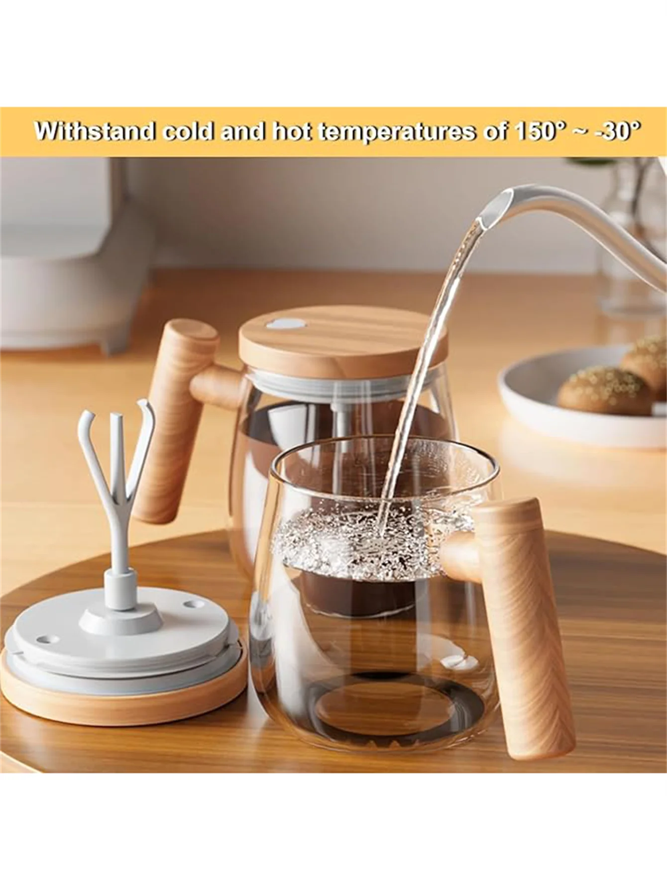 Self Stirring Coffee Mug with Lid,400ML Electric Mixing Cup Self Stirring Coffee Mug Glass Mixing Coffee Mug Rotating Home Offic