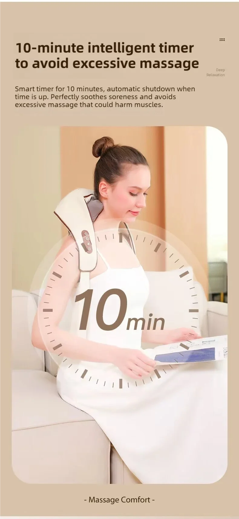 Wireless neck massager with hot compress function for pain relief deep tissue massage neck shoulder relaxation massage shawl