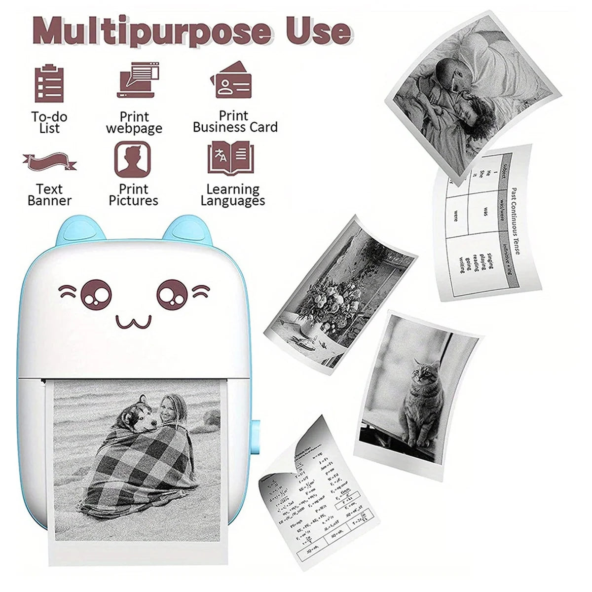 Mini Printer, Inkless Sticker Maker, Free Cut Small Pocket Printer, Wireless Mini Sticker Printer, Portable Thermal Printer