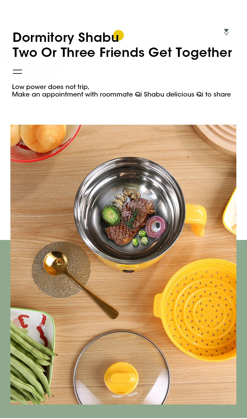 Mini Electric Cooking Machine Hot Pot Non-stick Cooking 1-2 People Single Household Pan Multifunction Electric Cooker for Home