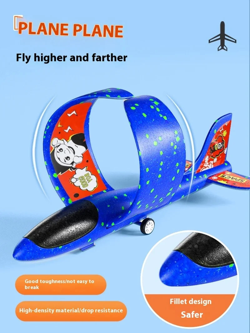 Airplane toy boy, rubber band powered fighter jet, hand thrown space model simulation, model assembly, handmade production