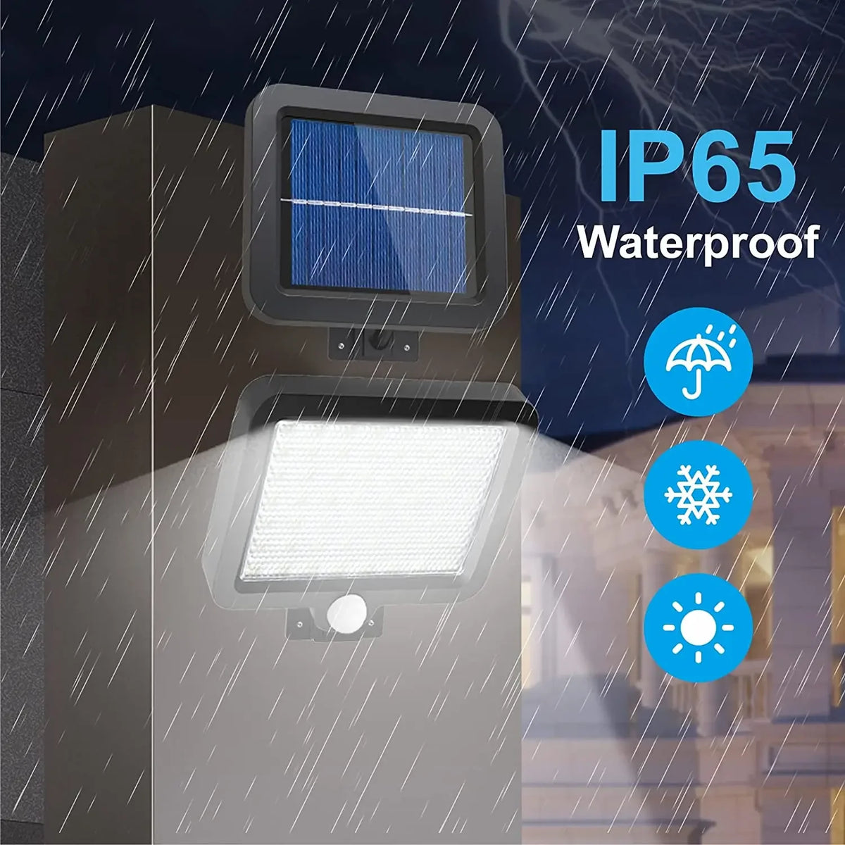 Outdoor Solar Power Wall Light Motion Sensor Light 56 LEDs Securtiy Flood Night Light for Patio Yard Garage Driveway Porch Fence