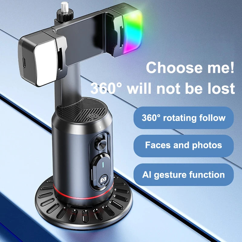 360° Rotation Gimbal Stabilizer AI Auto Face Tracking Phone Holder Desktop Tracking Gimbal With Remote For Live Vloging Video
