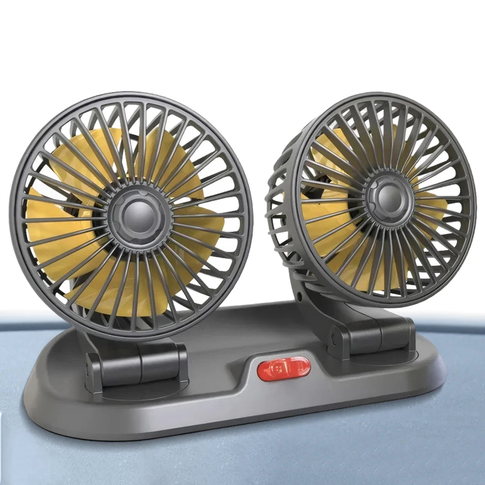 Adjustable Dual Head Car Fan 2 Speeds Cooling Air Fan Automobile Vehicle Fan for Car Truck SUV RV