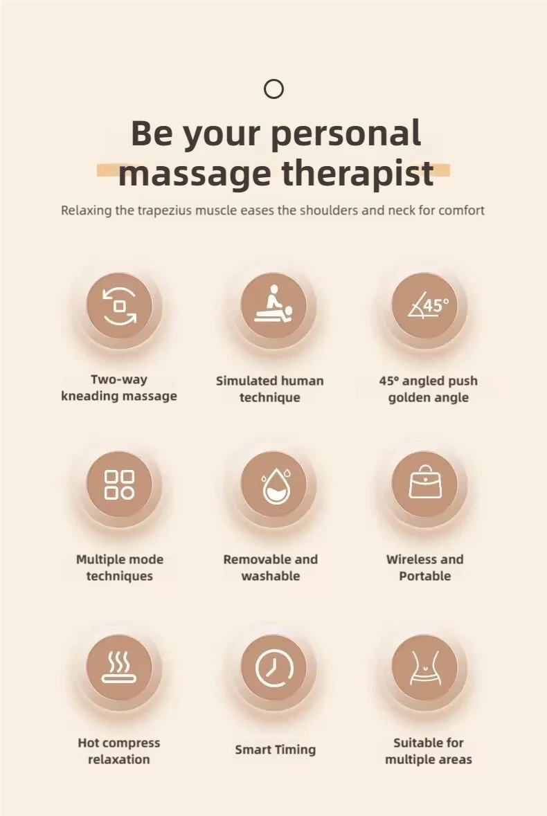 Wireless neck massager with hot compress function for pain relief deep tissue massage neck shoulder relaxation massage shawl