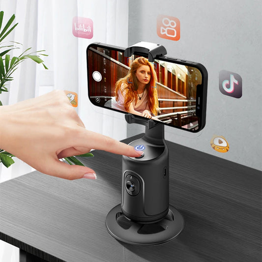 360 Rotation Gimbal Stabilizer AI Following Face Tracking Desktop Gimbal PTZ For Tiktok Smartphone Live