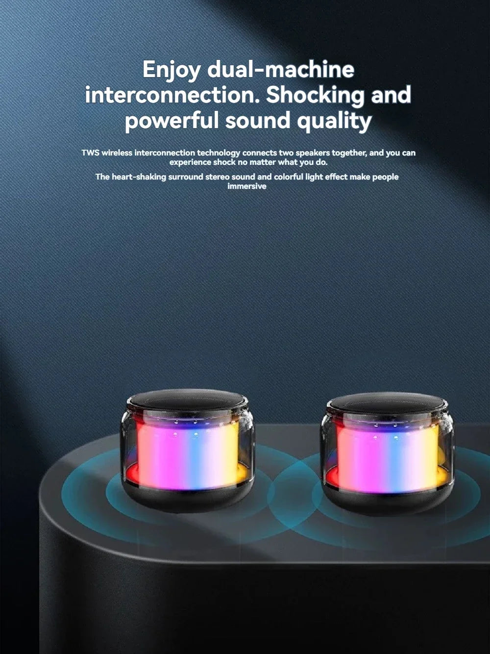 Mini Compact TWS Wireless Bluetooth 360° Speaker Soundbar with LED Lights for Travel Outdoor Activity And Home Use