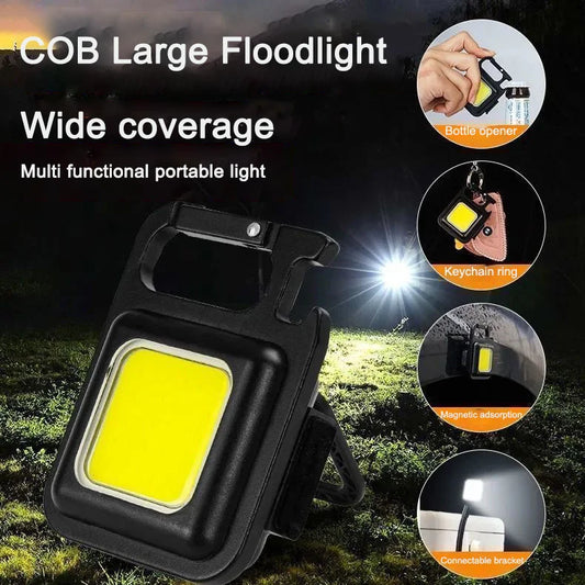 1pc COB Keychain Work Light Flashlight With 4 Lighting Modes Keychain Light Emergency Light Mini Flashlight With Magnetic Base
