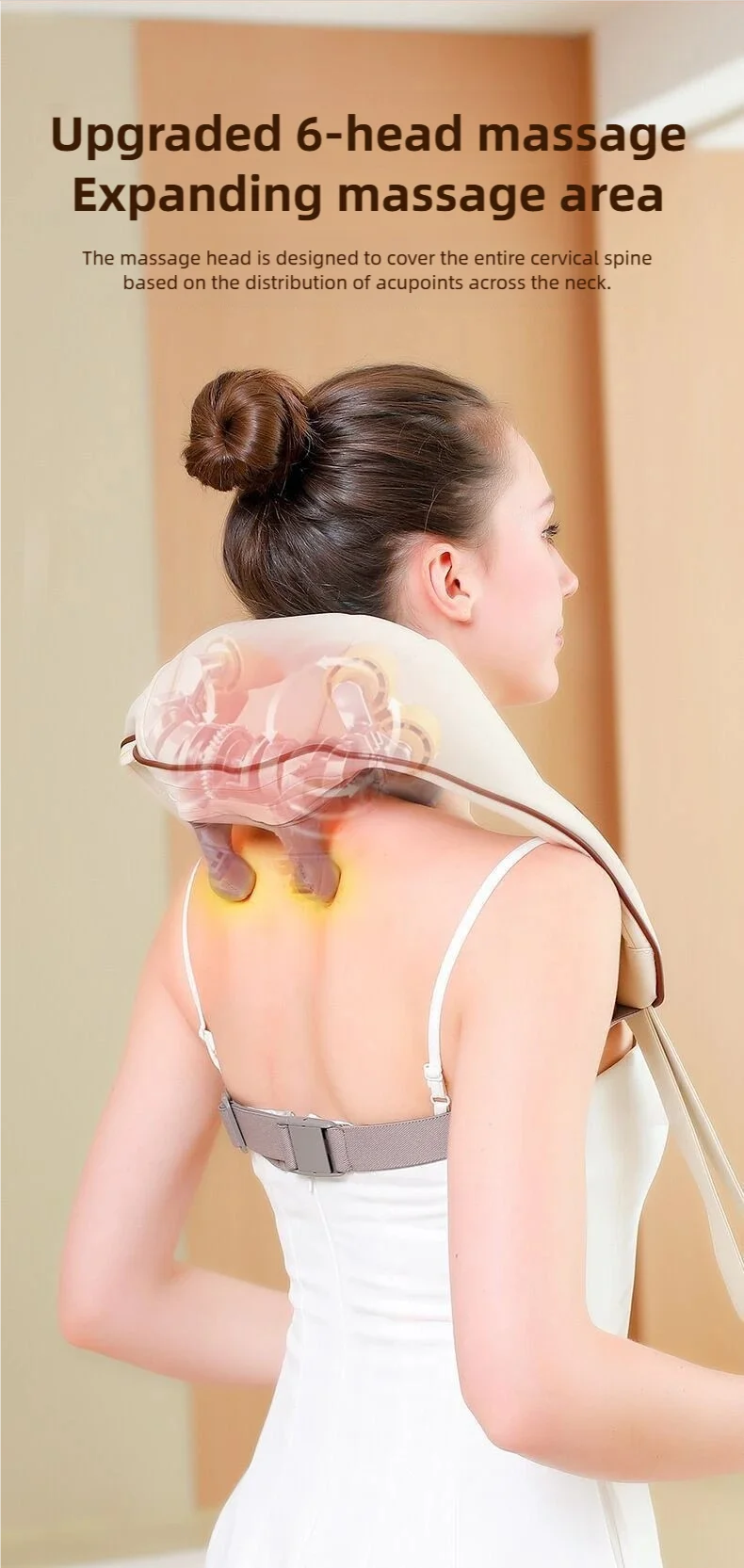 Wireless neck massager with hot compress function for pain relief deep tissue massage neck shoulder relaxation massage shawl