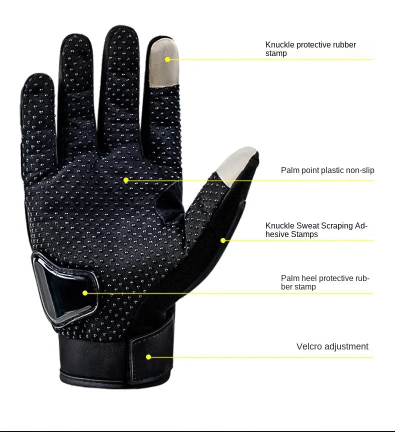 Men's motorcycle supplies windproof gloves all-finger summer touch screen anti-collision and anti-slip racing gloves breathable