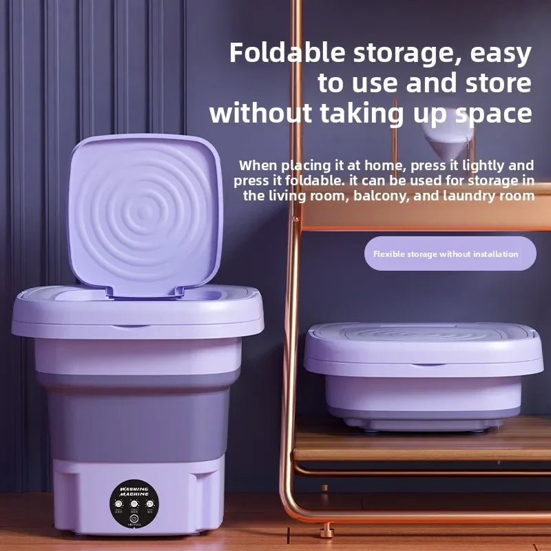 Portable Small Foldable Washing Machine with Spin Dryer For Socks Underwear Washer Household Mini Washing Machine EU Plug