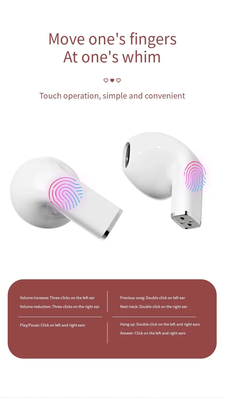 K520 wireless earphones stereo earbuds with rotatable heart-shaped low latency charger suitable for mobile phones and tablets