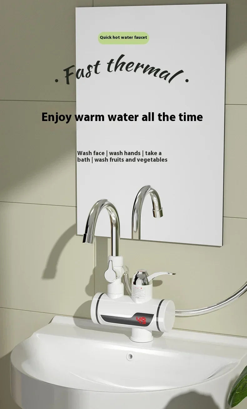 Bathrooms Shower Faucet with Sensor Electric Hot Flowing Kitchen Tap Water Heater Heating Tankless Portable for Kitchen Bathroom