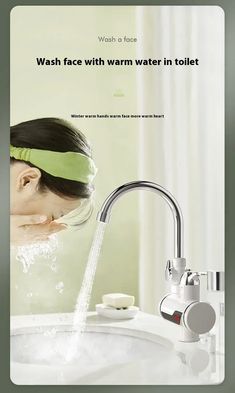 Bathrooms Shower Faucet with Sensor Electric Hot Flowing Kitchen Tap Water Heater Heating Tankless Portable for Kitchen Bathroom