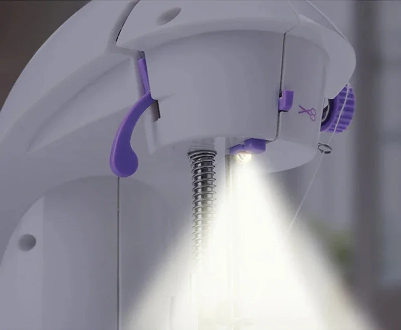 Mini Electric Sewing Machine Household Double Speed Sewing Machine with Night Light and Foot Pedal DIY Sewing Kit for Beginner