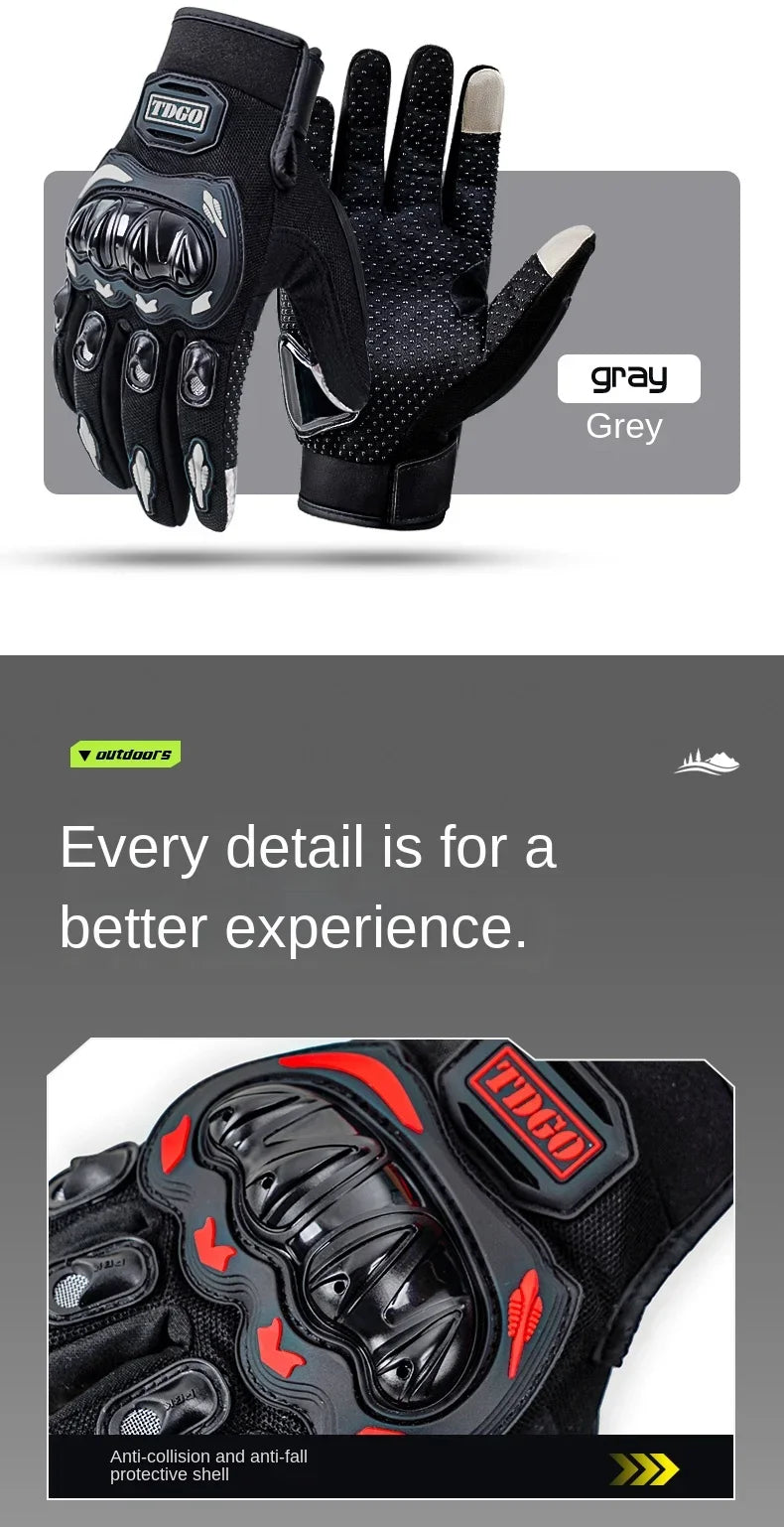 Men's motorcycle supplies windproof gloves all-finger summer touch screen anti-collision and anti-slip racing gloves breathable