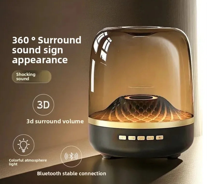 Qisheng Wireless Bluetooth Smart Speaker LED Multi Light Subwoofer TF Card USB Flash Drive FM Radio Home Desktop Decoration