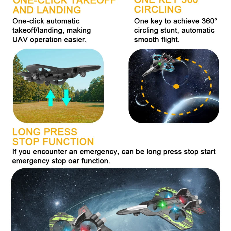 2.4G remote control fighter electric foam glider stunt tumbling UAV hovering helicopter with LED colorful lights aircraft model