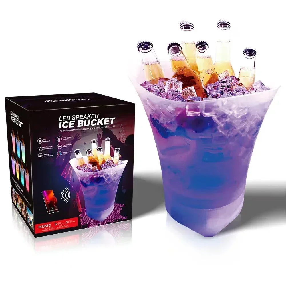 Bluetooth Light-emitting Ice Bucket LED Light Portable Small Audio Beer Bucket Camping Ice Buckets Bar Barware Atmosphere Props