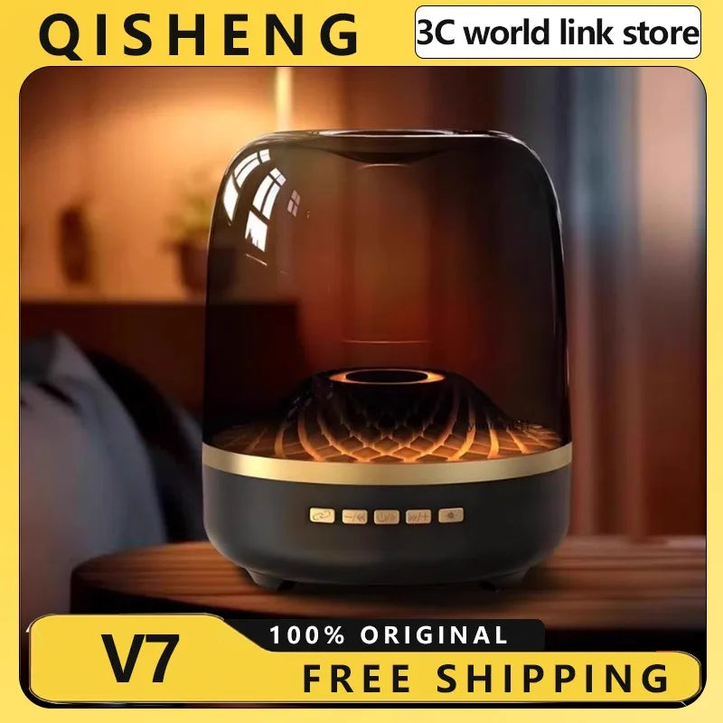 Qisheng Wireless Bluetooth Smart Speaker LED Multi Light Subwoofer TF Card USB Flash Drive FM Radio Home Desktop Decoration