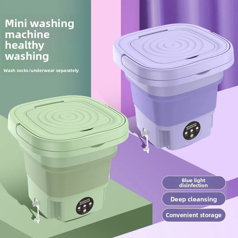 Portable Small Foldable Washing Machine with Spin Dryer For Socks Underwear Washer Household Mini Washing Machine EU Plug