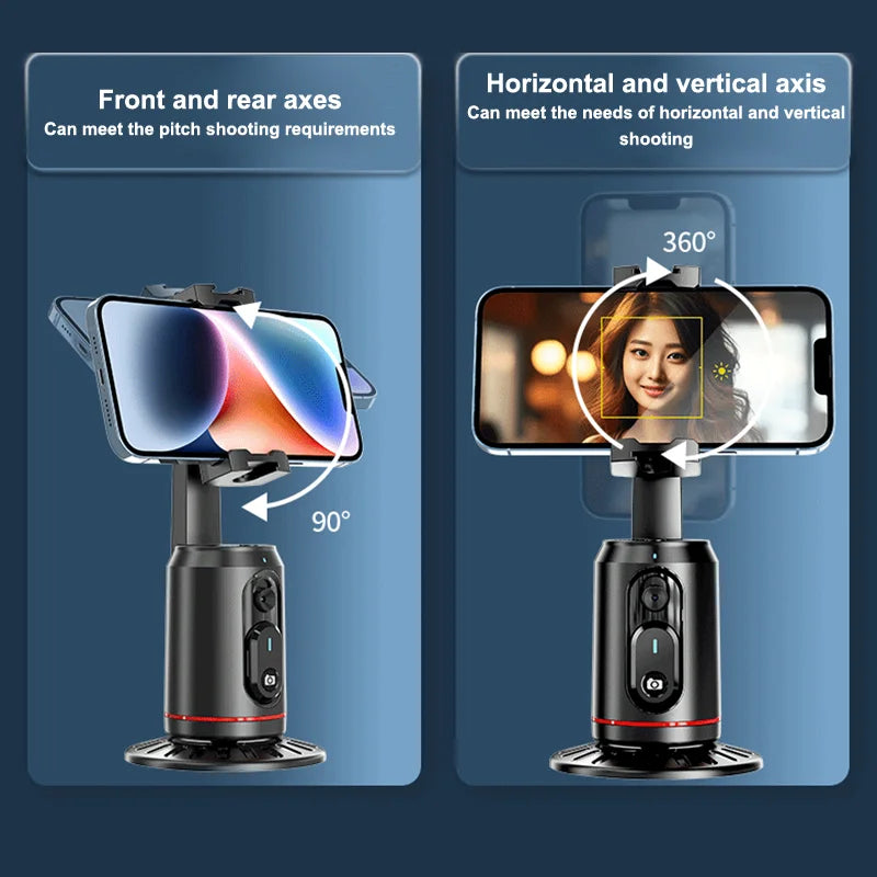 360° Rotation Gimbal Stabilizer AI Auto Face Tracking Phone Holder Desktop Tracking Gimbal With Remote For Live Vloging Video