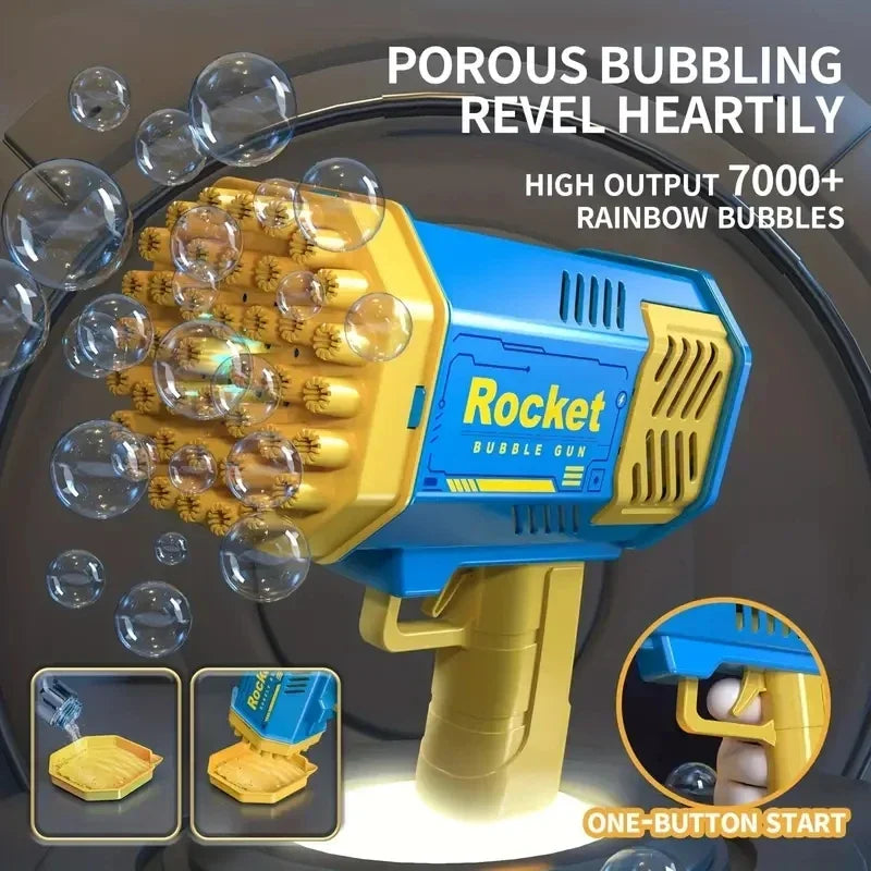 76 Hole Rocket Launcher Handheld Portable Electric Automatic Bubble Gun for Boys and Girls （Without Bubble Water）
