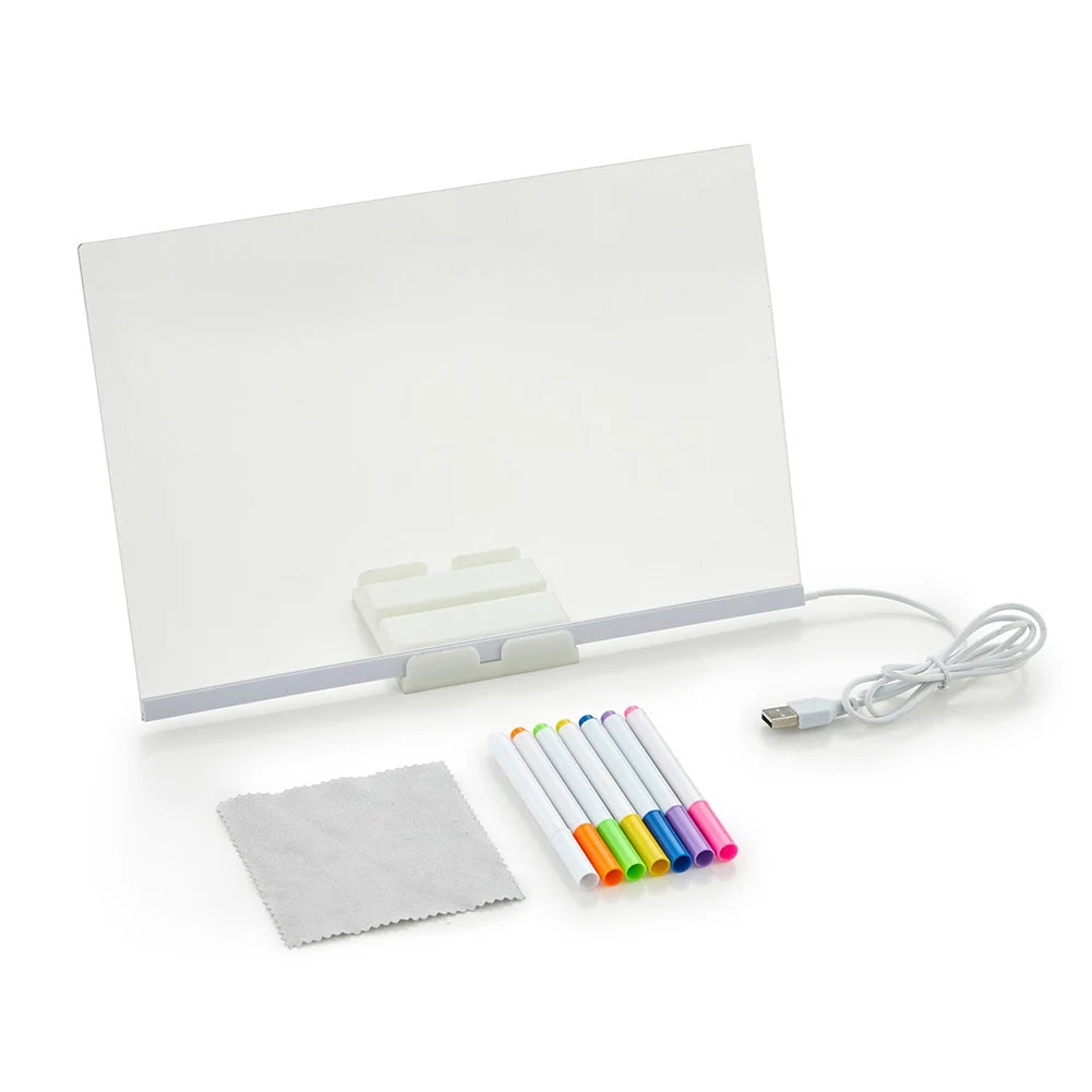 Drawing Board Colorful LED Acrylic Message Board With 7 Color Pens Erasable Writing Writing Message Board Billboard Whiteboard